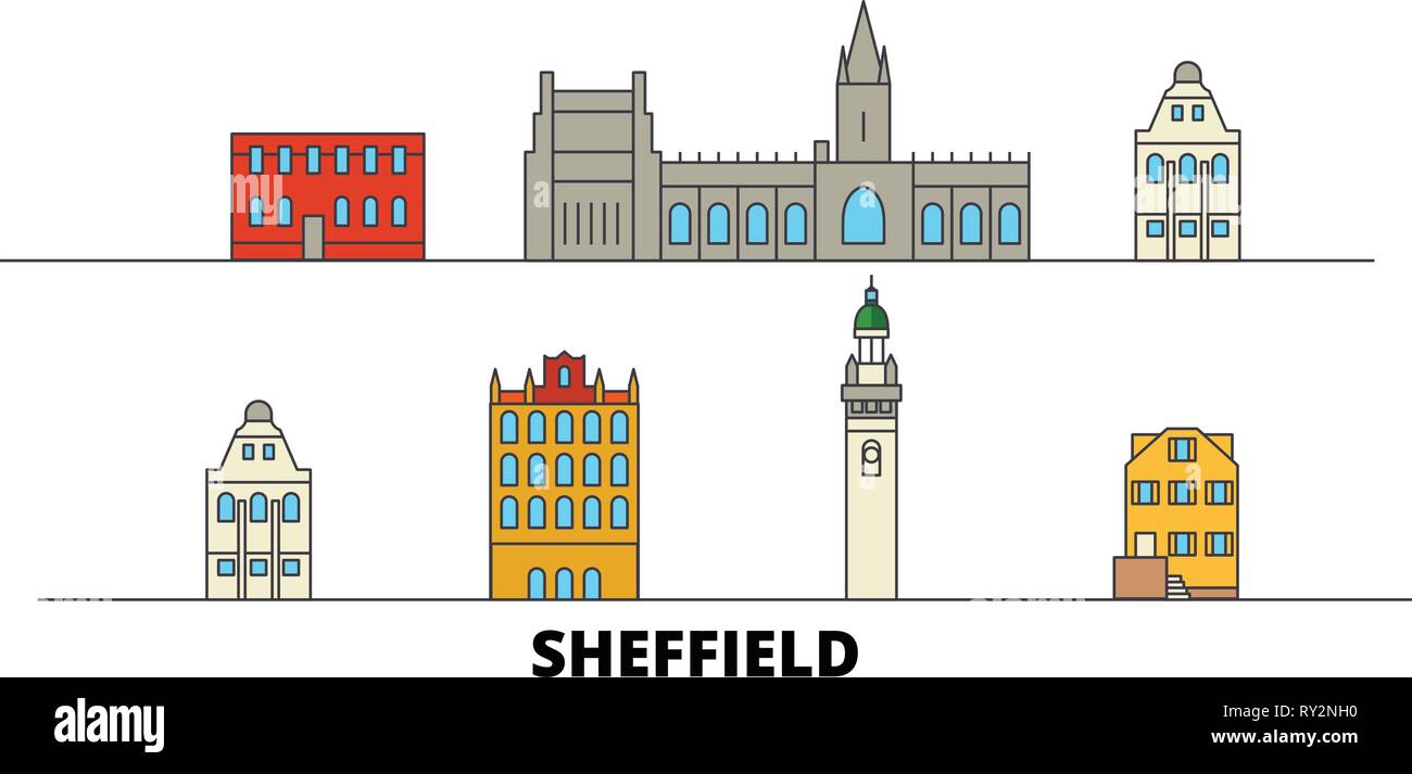 United Kingdom, Sheffield flat landmarks vector illustration. United  Kingdom, Sheffield line city with famous travel sights, skyline, design  Stock Vector Image & Art - Alamy