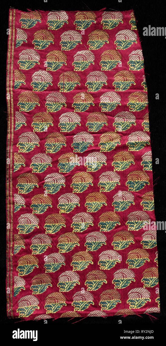 India, Surat, 1800s. India, Surat, 19th century. Brocade; silk, gold and silver threads; overall: 29.2 x 14.6 cm (11 1/2 x 5 3/4 in Stock Photo