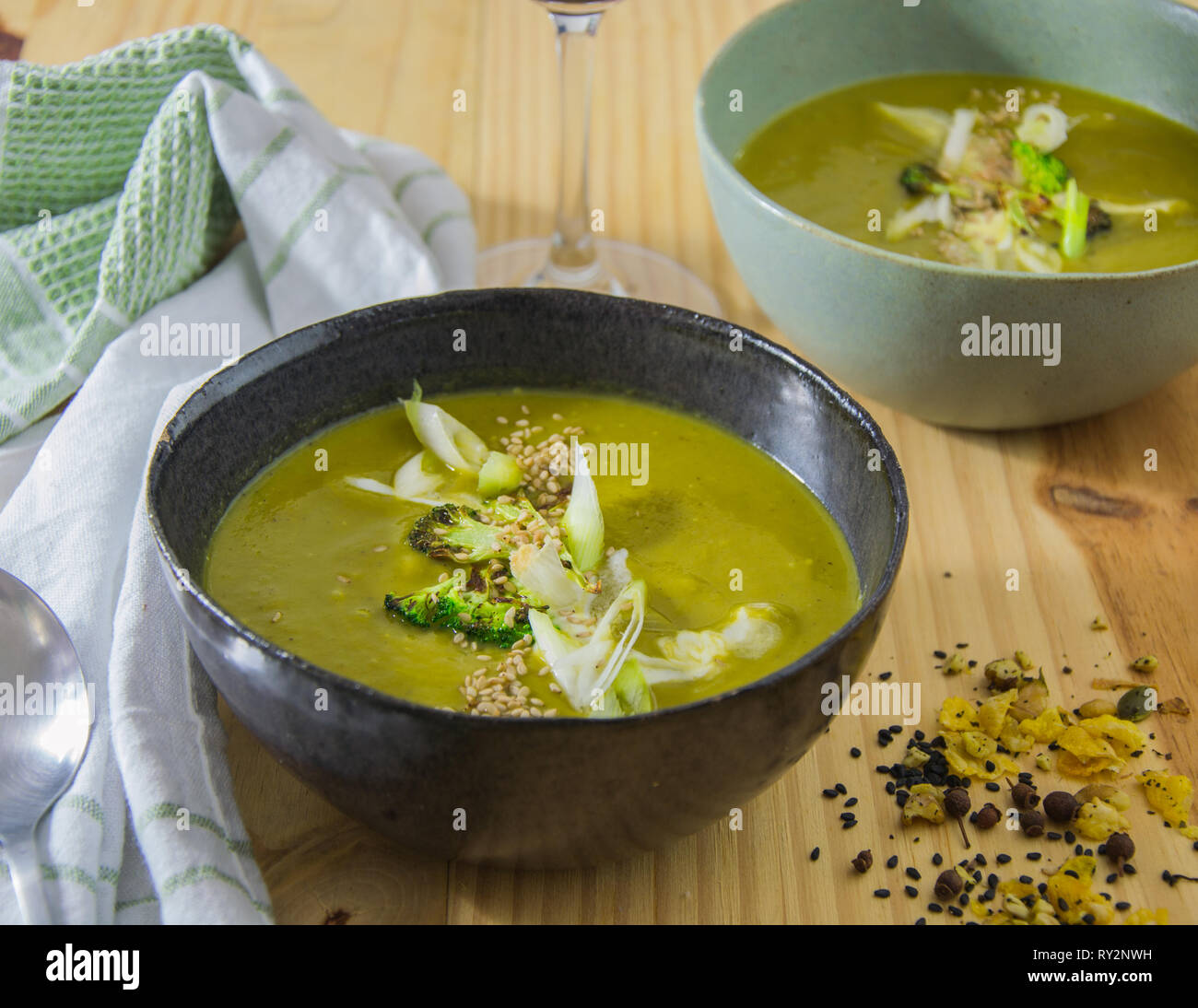 broccoli vegetarian soup Stock Photo