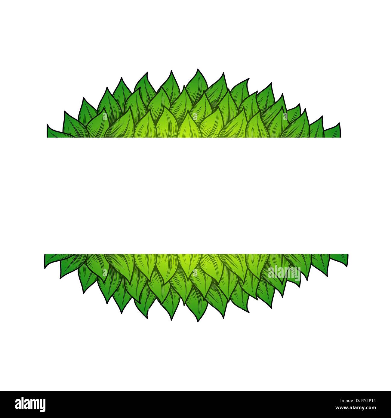 Horizontal frame with leaves isolated on white background Stock Vector