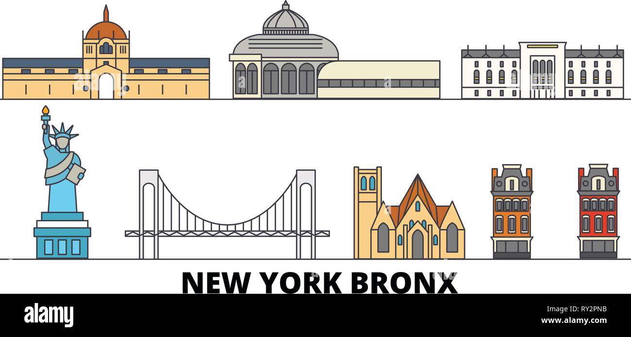 United States, New York Bronx flat landmarks vector illustration. United  States, New York Bronx line city with famous travel sights, skyline, design  Stock Vector Image & Art - Alamy