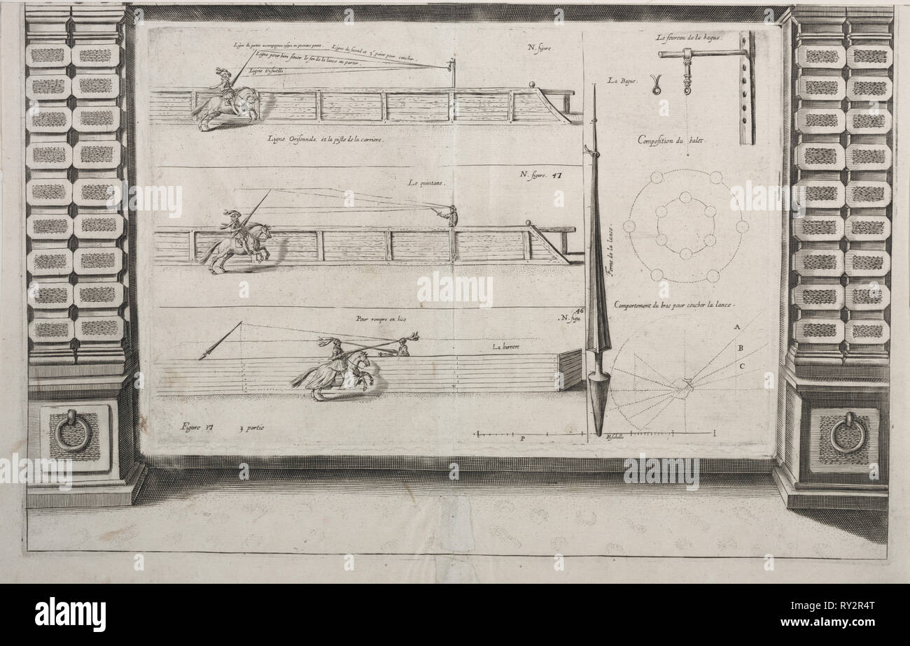 Diagram for Lance Practice, 1700s. France, 18th century. Etching Stock Photo