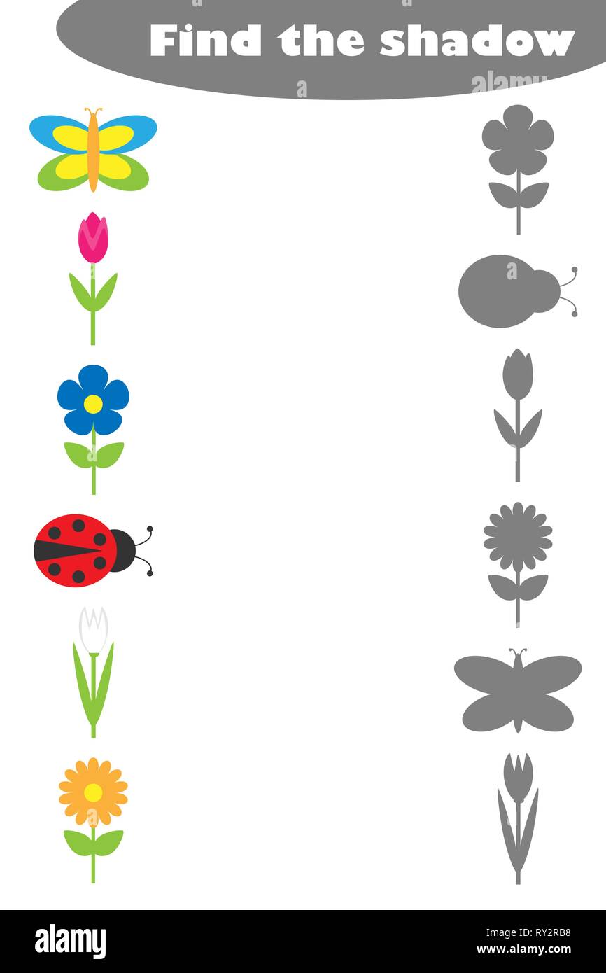 find the shadow summer game for children in cartoon style education game for kids preschool worksheet activity task for the development of logical stock vector image art alamy