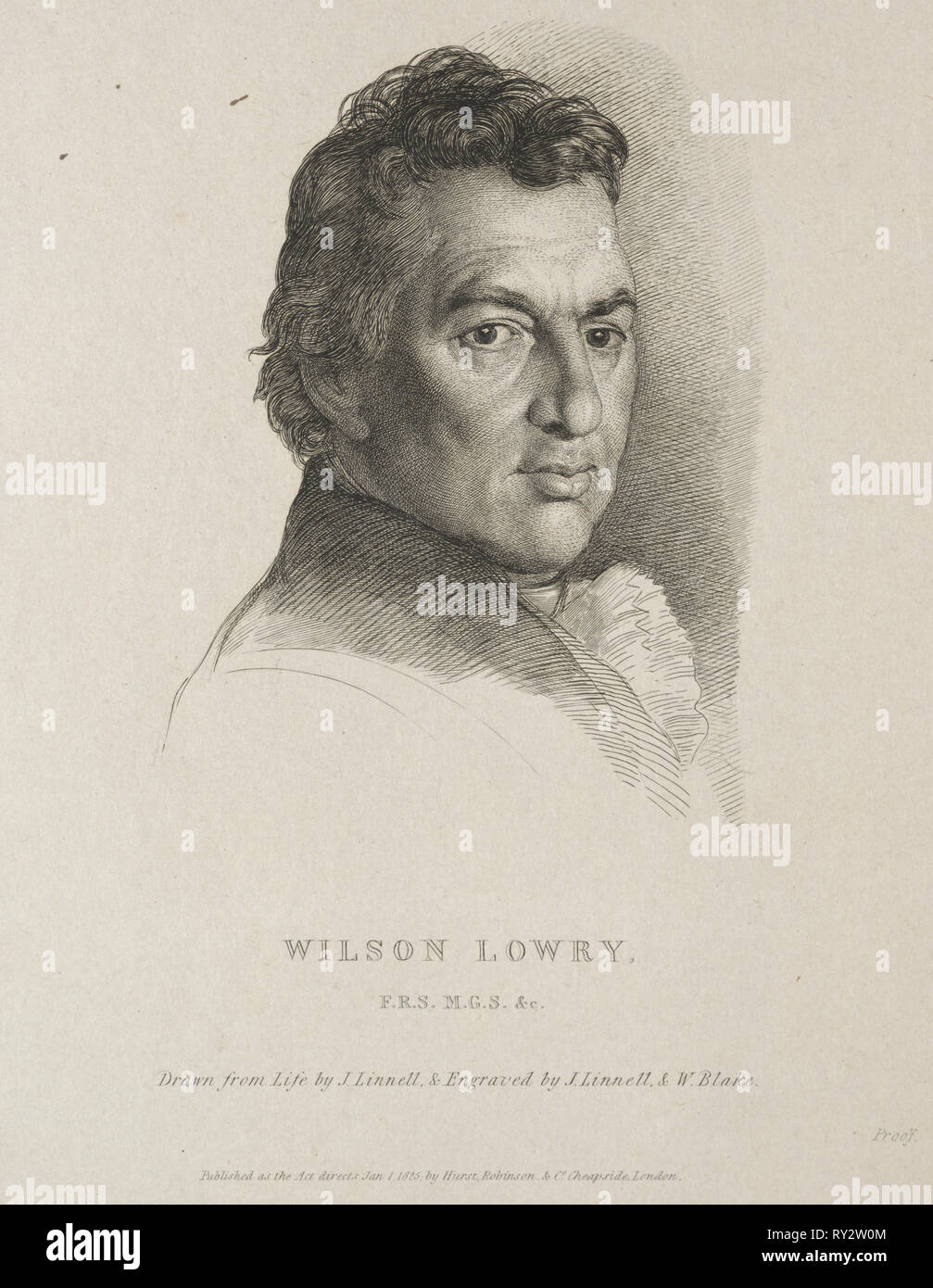 Wilson Lowry, 1825. William Blake (British, 1757-1827), and John Linnell (British, 1792-1882). Engraving Stock Photo