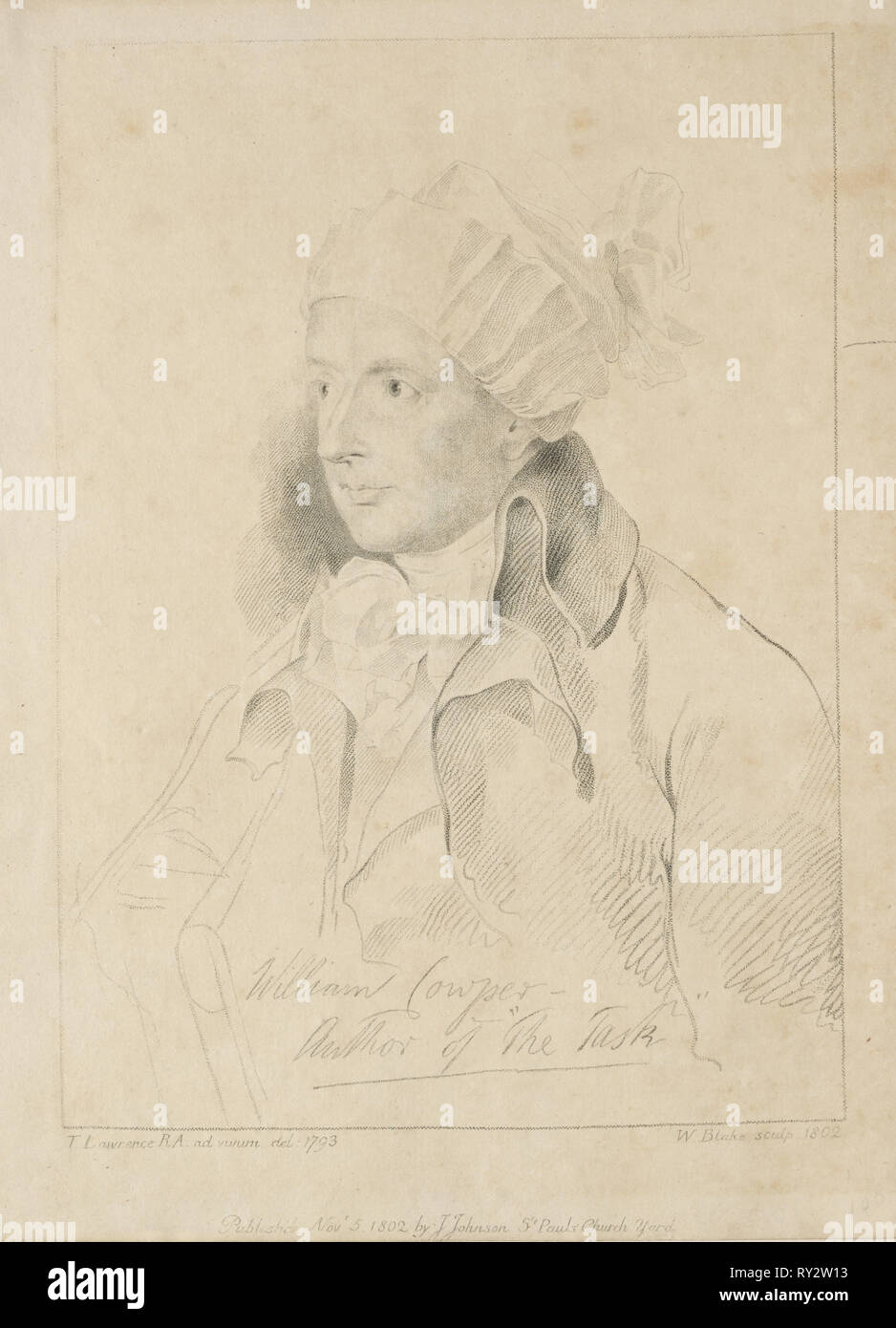 William Cowper, 1802. William Blake (British, 1757-1827). Engraving Stock Photo