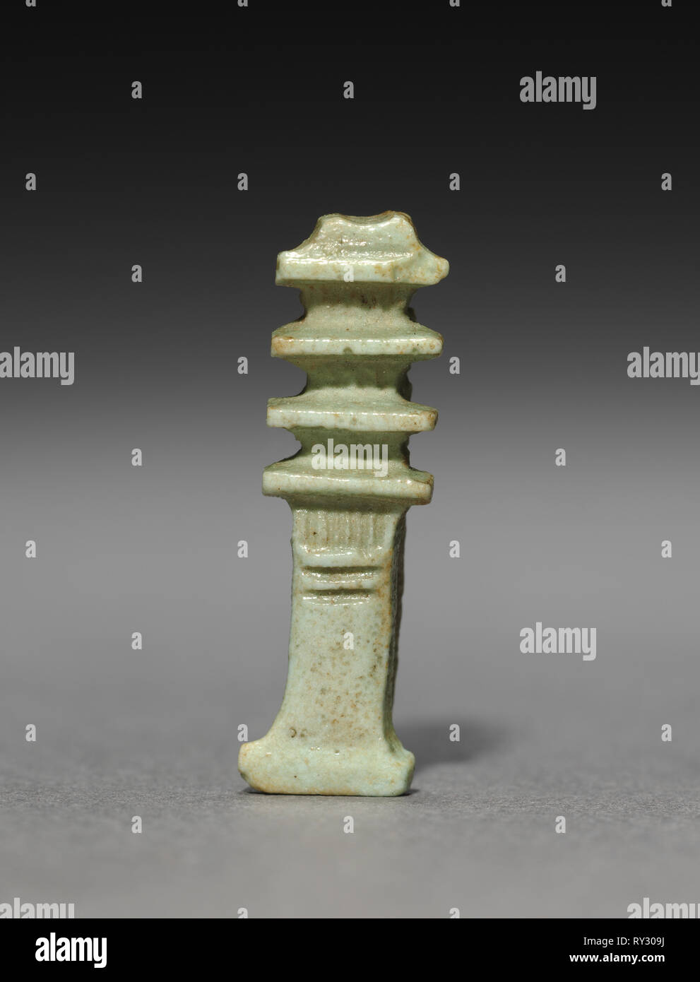 Pair of Djed-Pillar Amulets, 380-30 BC. Egypt, Dynasty 30 to Ptolemaic Dynasty. Gray-green faience; overall: 3.1 cm (1 1/4 in Stock Photo