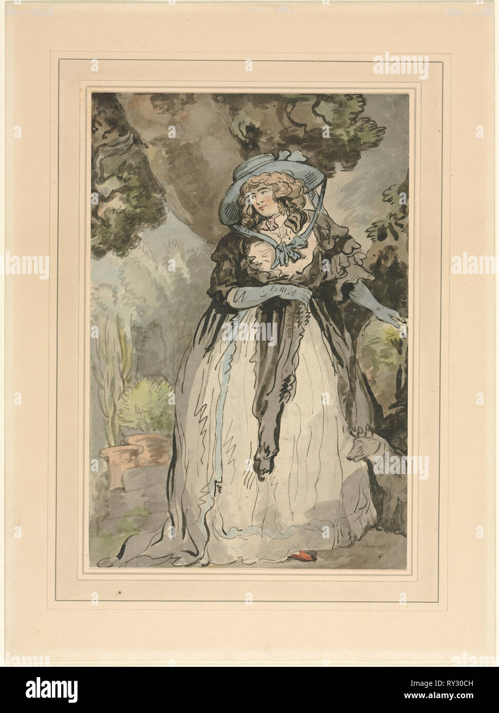 Mrs. Samuel Howitt, 1700s. George Murgatroyd Woodward (British, 1760-1809). Watercolor Stock Photo
