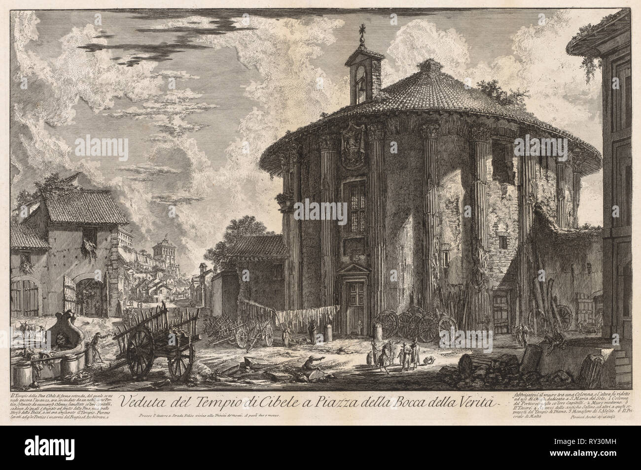 Views of Rome:  Temple of Cybele, 1758. Giovanni Battista Piranesi (Italian, 1720-1778). Etching and engraving Stock Photo