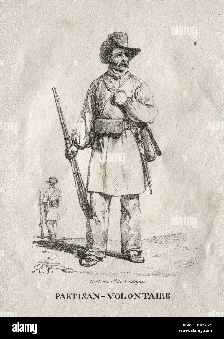 Voluntary Partisan, 1822. Horace Vernet (French, 1789-1863). Lithograph Stock Photo