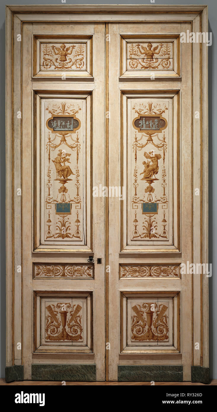 Double-Leaf Doors, 1790s. Pierre Rousseau (French, 1751-1829). Oil on wood; framed: 287 x 154 x 6 cm (113 x 60 5/8 x 2 3/8 in.); unframed: 274 x 63 cm (107 7/8 x 24 13/16 in Stock Photo