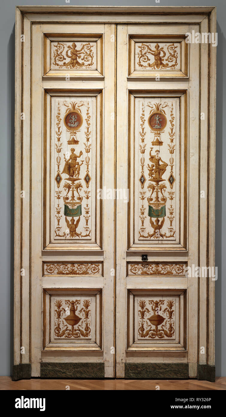 Double-leaf Doors, 1790s. Pierre Rousseau (French, 1751-1829). Oil on wood; unframed: 274 x 63 cm (107 7/8 x 24 13/16 in Stock Photo