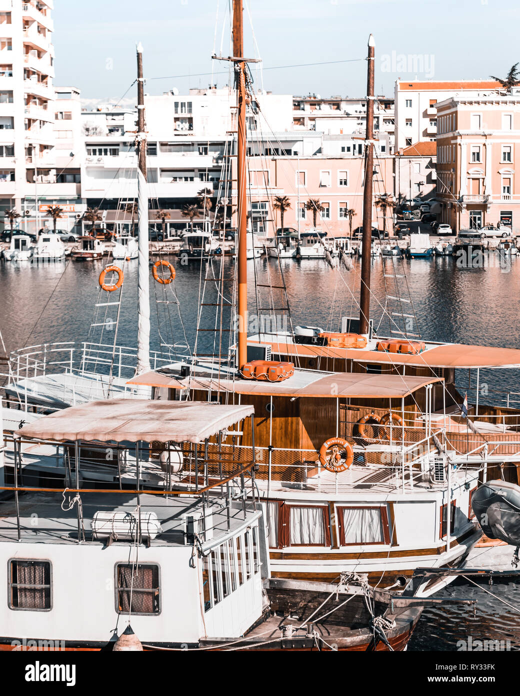 Old boats in Zadar harbour. Zadar, Croatia Stock Photo Alamy