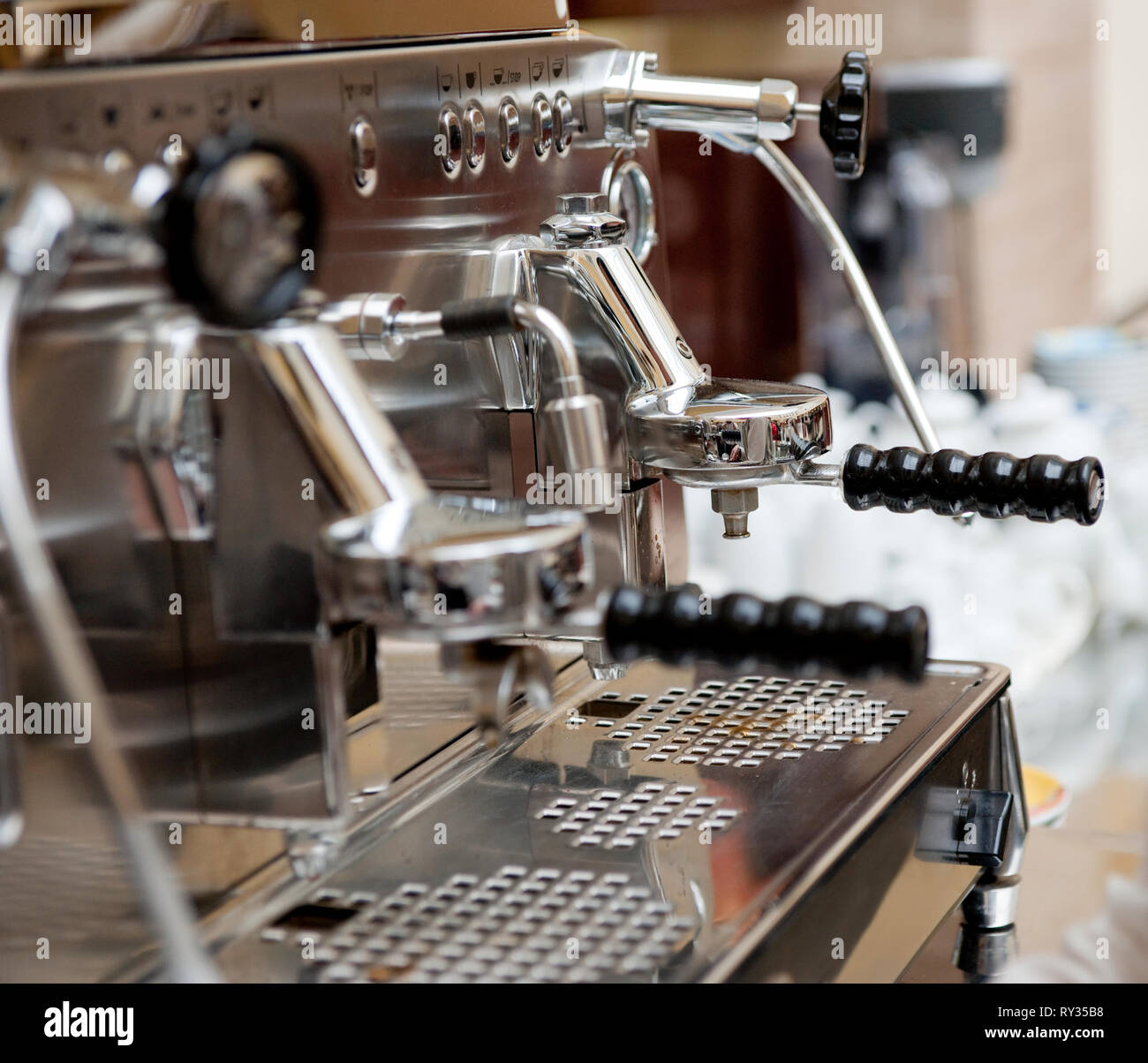 Italian espresso machine, shallow depth of field Stock Photo Alamy