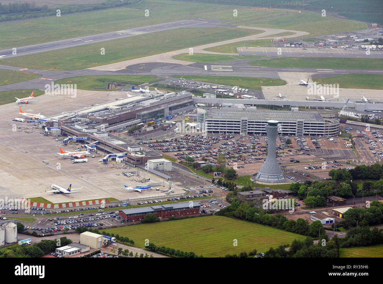 Aerial view of Edinburgh airport, Turnhouse, Edinburgh Stock Photo