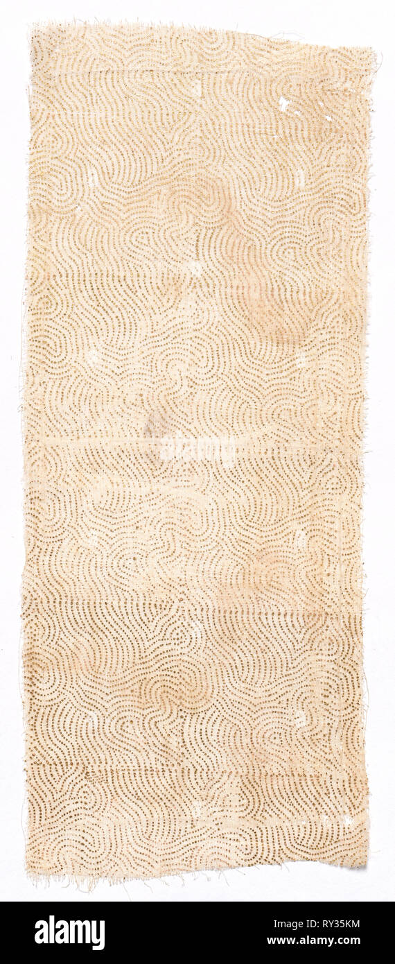 Fragment of Draped Garment worn by Members of the Court for Festive Occasions, 1700s. India, Rajasthan or Northern Deccan, 18th century. Block printed with gold leaf on cotton muslin; overall: 30.5 x 12.2 cm (12 x 4 13/16 in Stock Photo