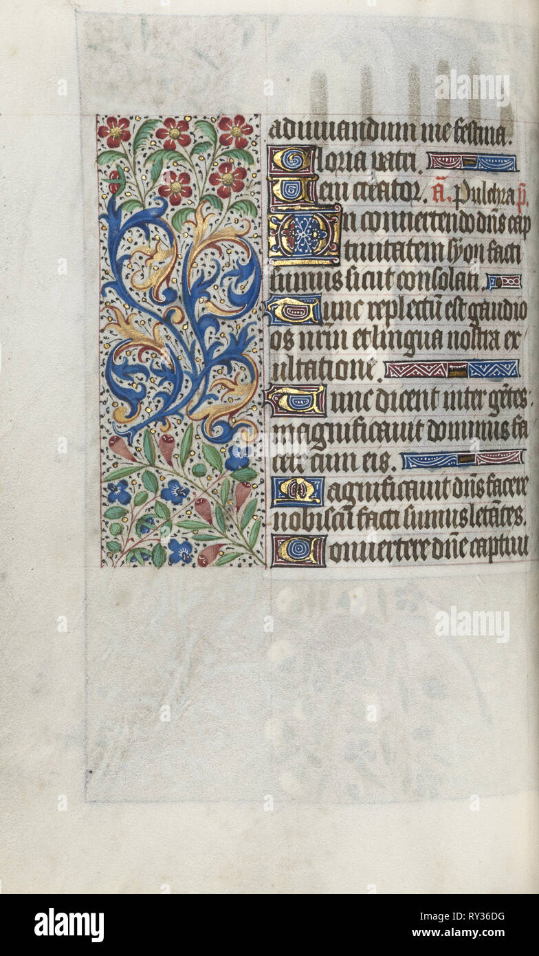 Book of Hours (Use of Rouen): fol. 67v, c. 1470. Master of the Geneva Latini (French, active Rouen, 1460-80). Ink, tempera, and gold on vellum; codex: 19.5 x 13.1 cm (7 11/16 x 5 3/16 in Stock Photo