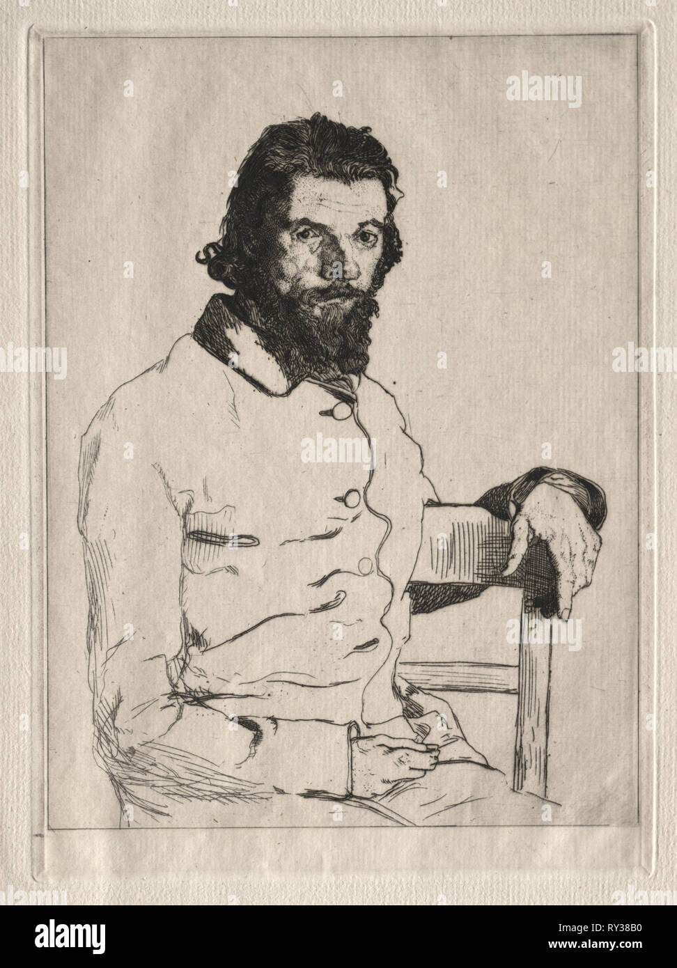 Portrait of Meryon, Seated. Félix Bracquemond (French, 1833-1914). Reproduction Stock Photo