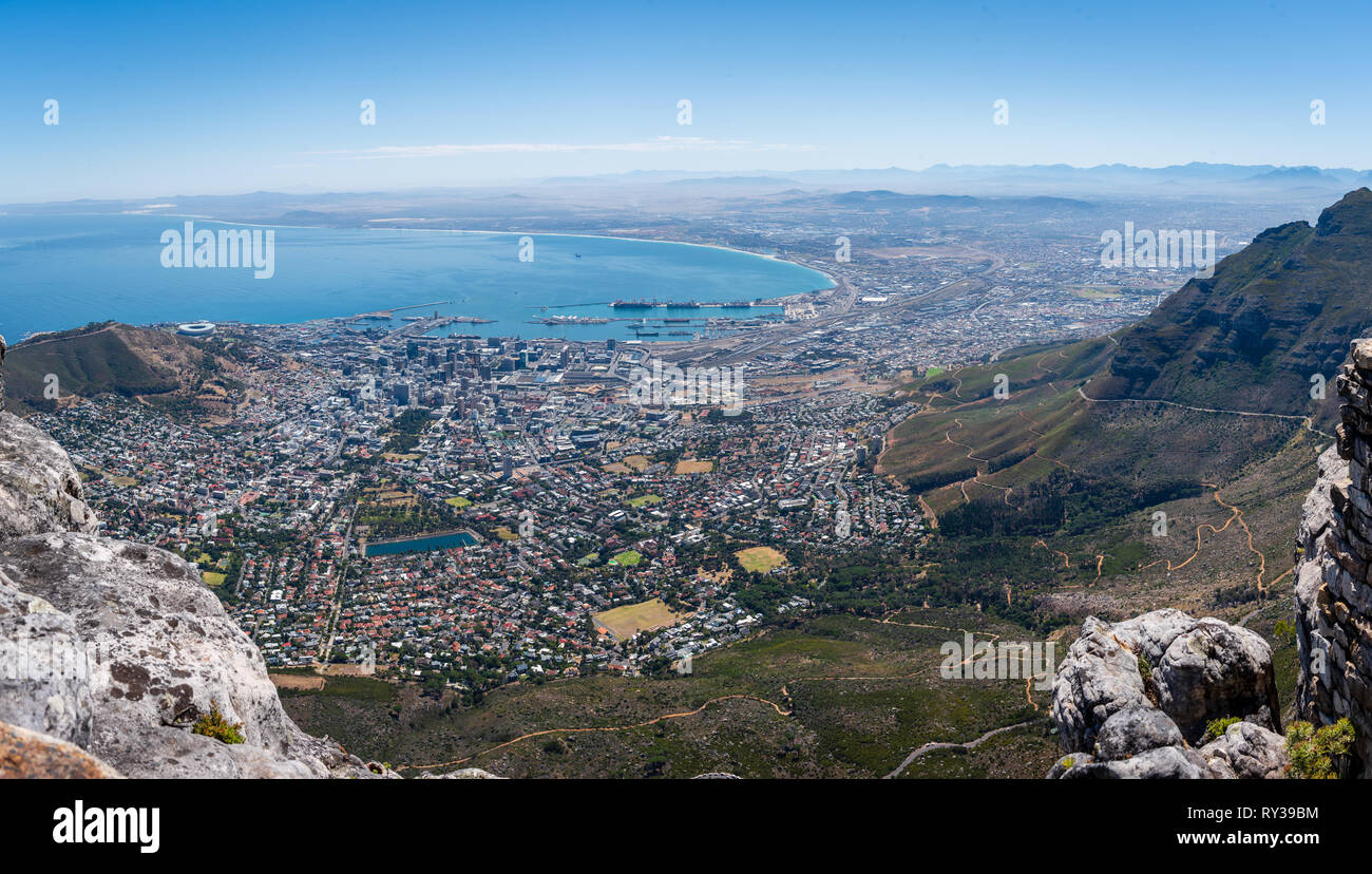 The view from Table Mountain, Cape Town, South Africa Stock Photo