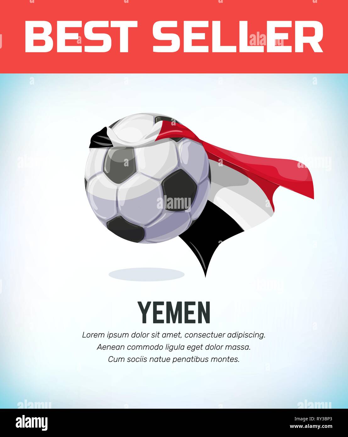 Yemen football or soccer ball. Football national team. Vector