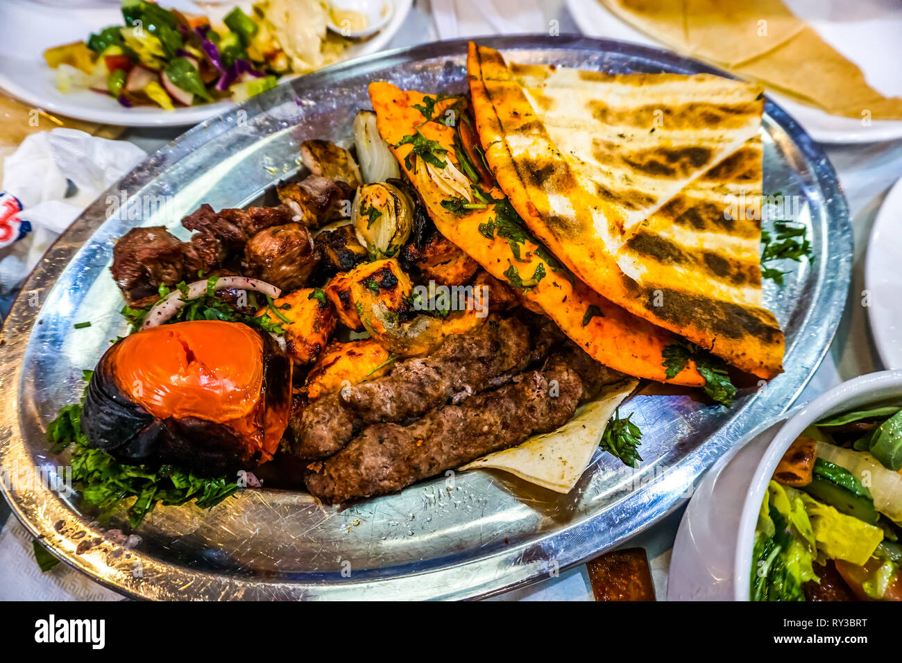 Lebanese Grilled Chicken Lamb Beef Covered with Bread Stock Photo Alamy