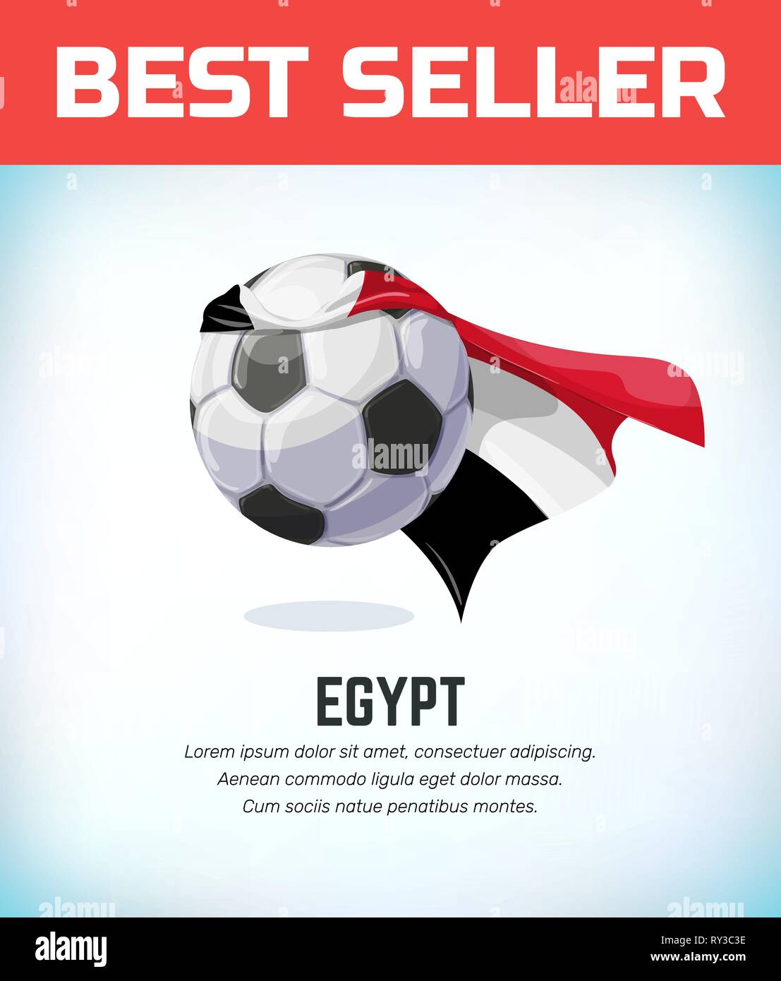 Egypt football or soccer ball. Football national team. Vector