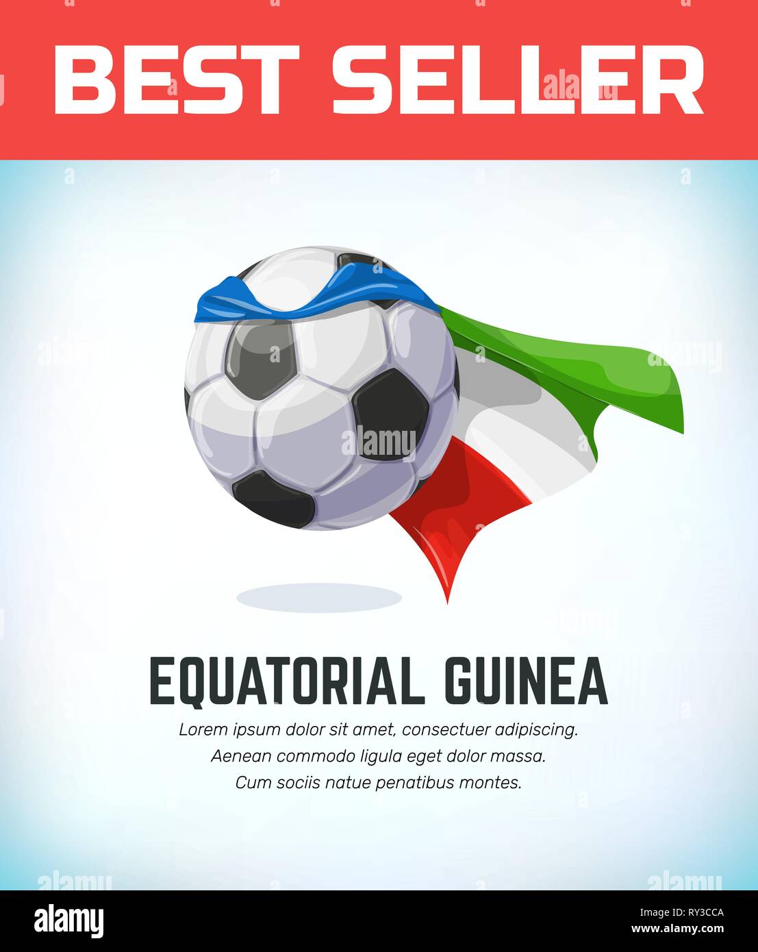 Equatorial Guinea football or soccer ball. Football national team. Vector illustration. Stock Vector