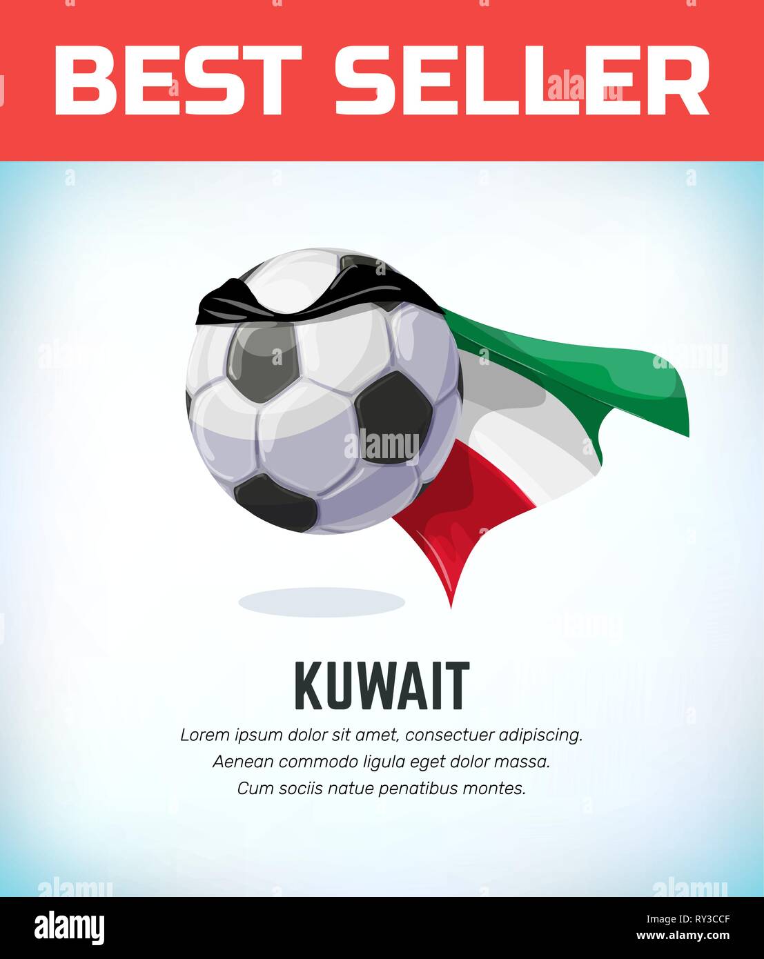 Kuwait football or soccer ball. Football national team. Vector illustration Stock Vector Image