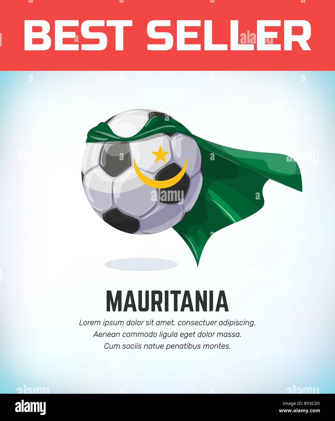 Mauritania football or soccer ball. Football national team. Vector