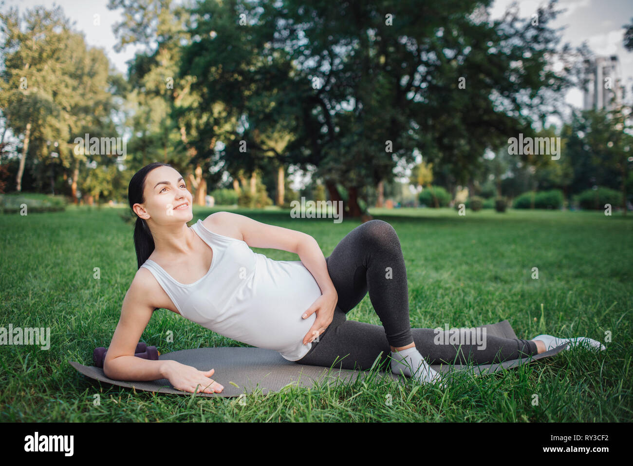 Woman exercise fitness nice fit hi-res stock photography and