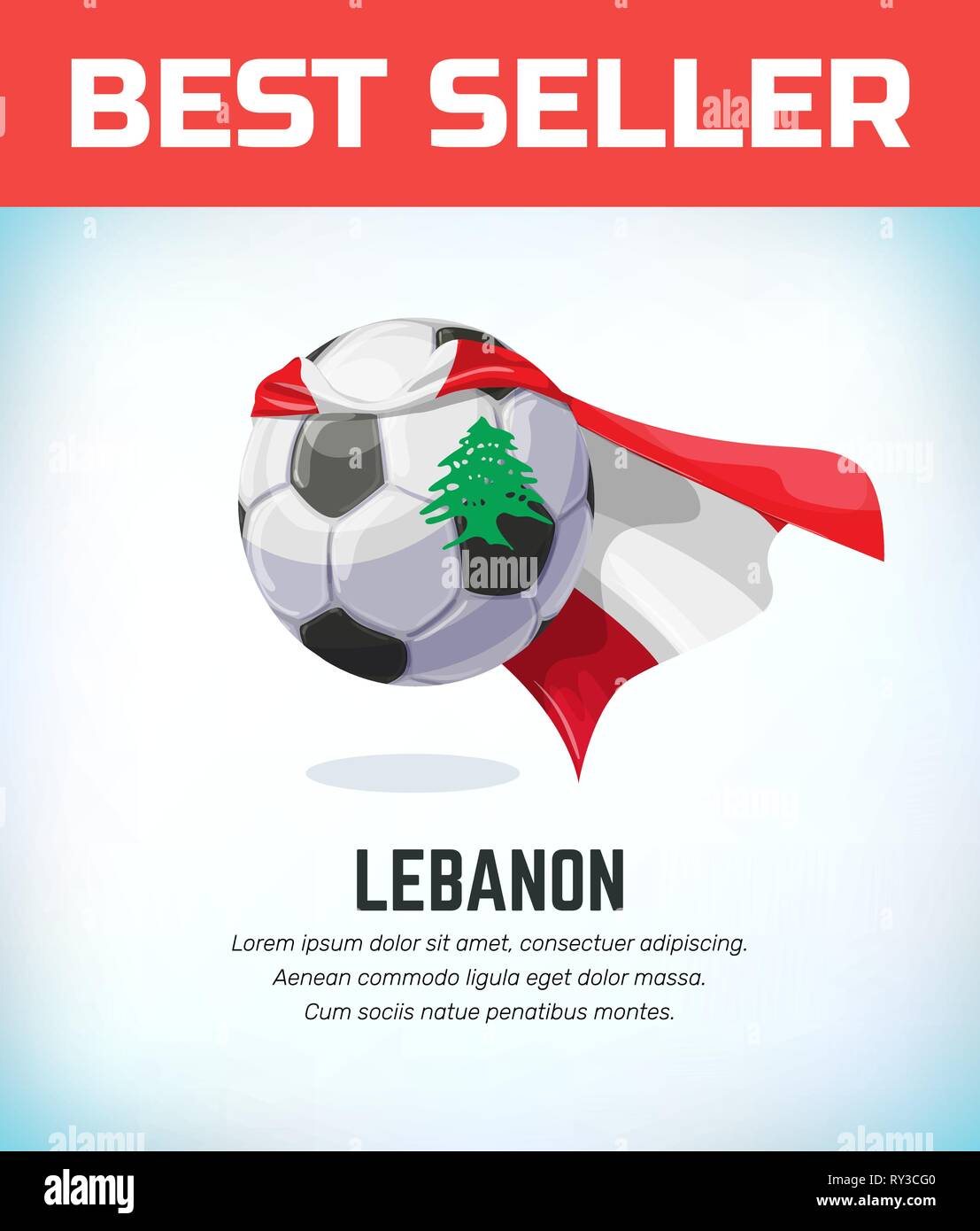 Lebanon football or soccer ball. Football national team. Vector illustration Stock Vector Image