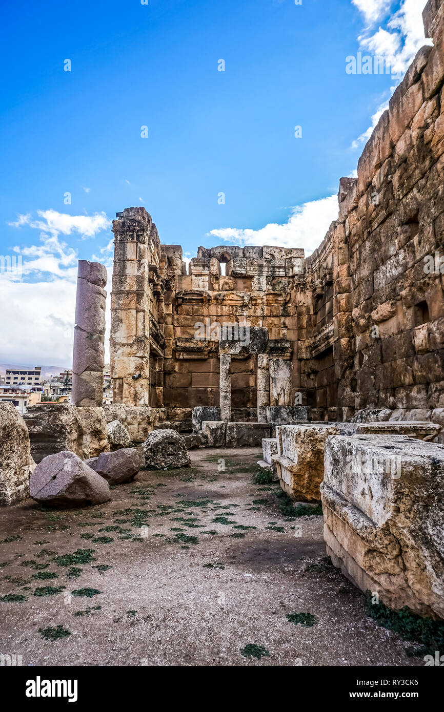 Baalbek Historical Landmark Temple of Bacchus Roman God of Wine Walls Stock Photo