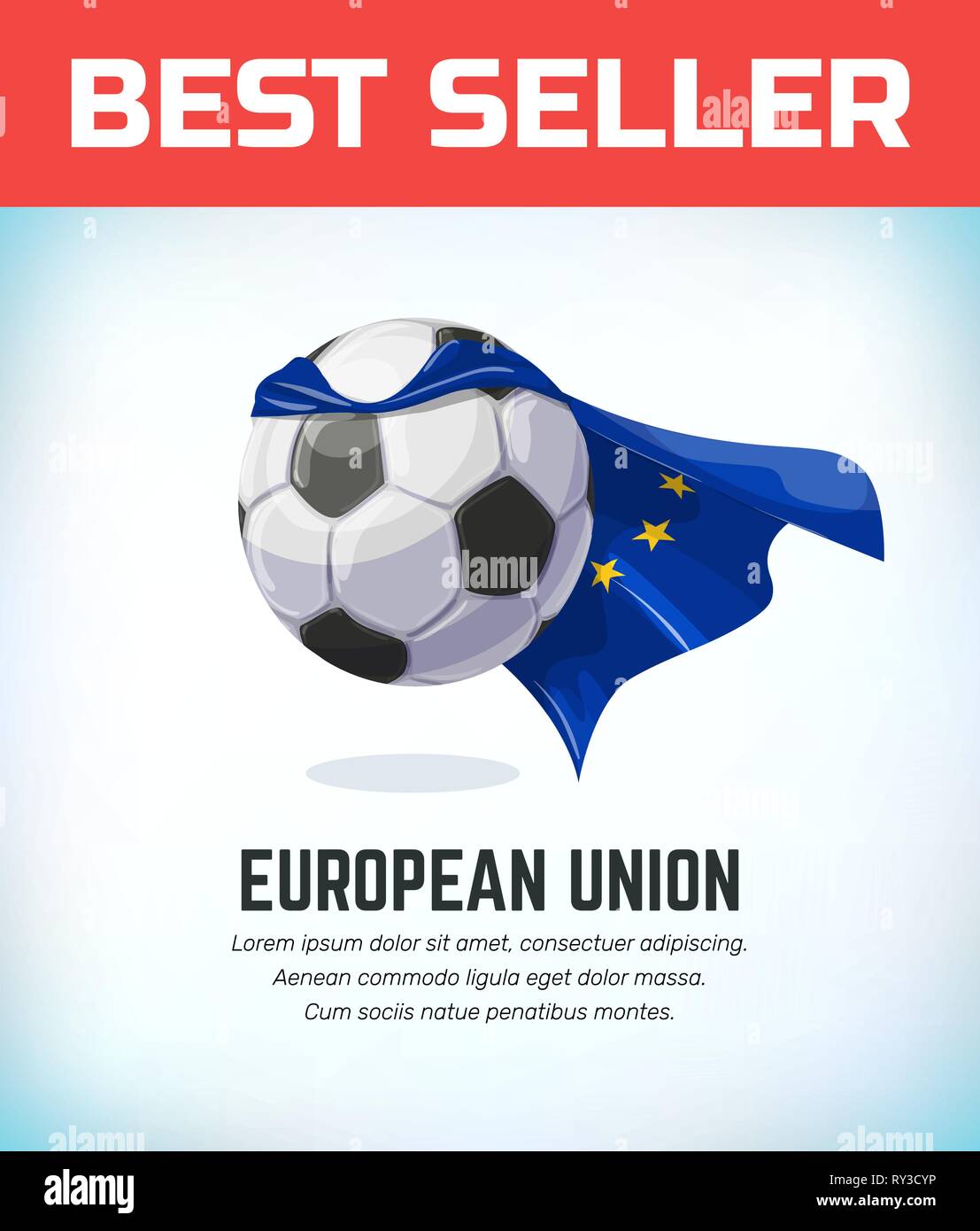 European Union football or soccer ball. Football national team. Vector