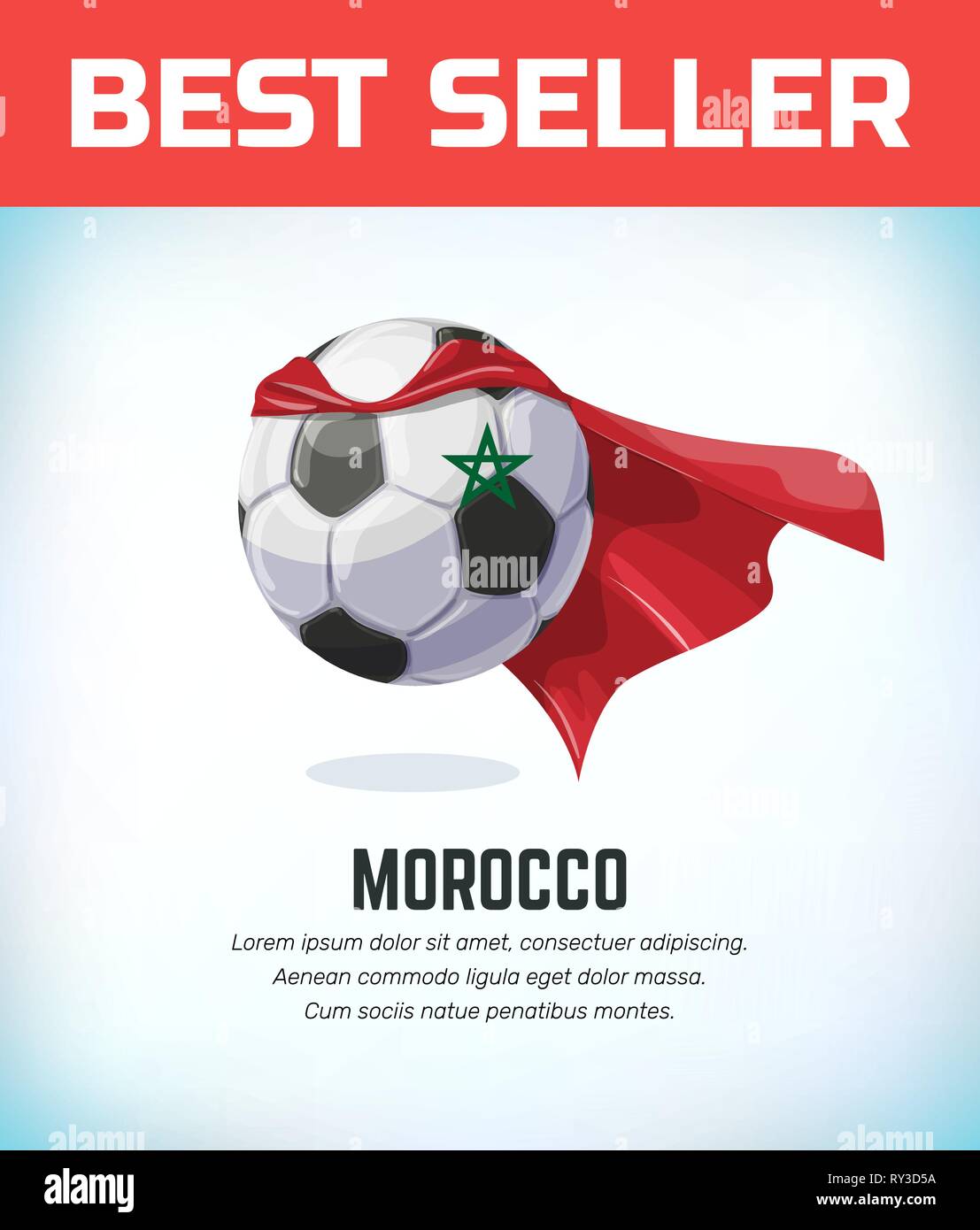 Morocco football or soccer ball. Football national team. Vector