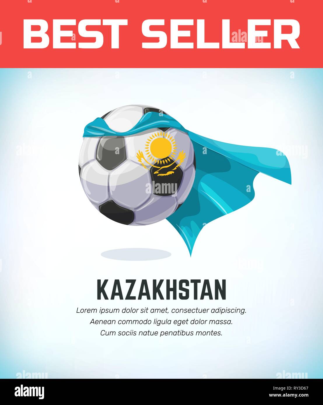 Kazakhstan football or soccer ball. Football national team. Vector