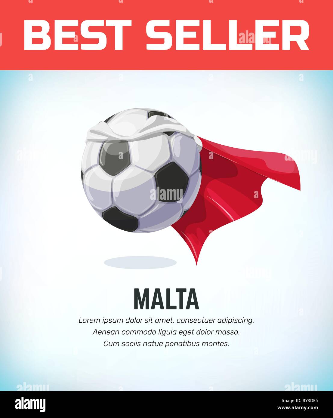 Malta football or soccer ball. Football national team. Vector