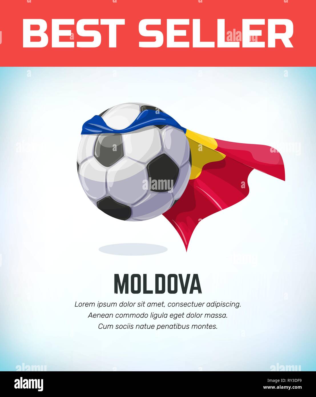 Moldova football or soccer ball. Football national team. Vector