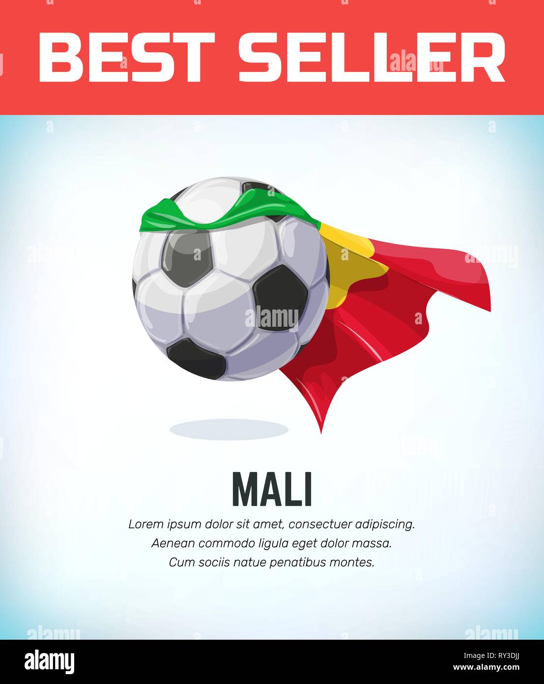 Mali football or soccer ball. Football national team. Vector