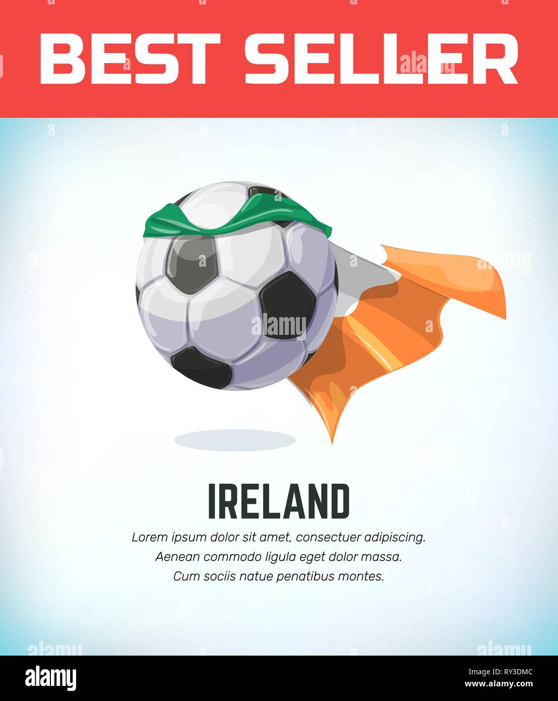 Ireland football or soccer ball. Football national team. Vector