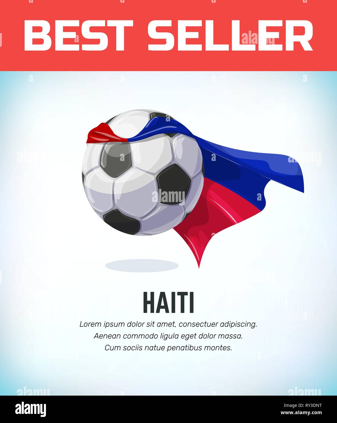 Haiti football or soccer ball. Football national team. Vector