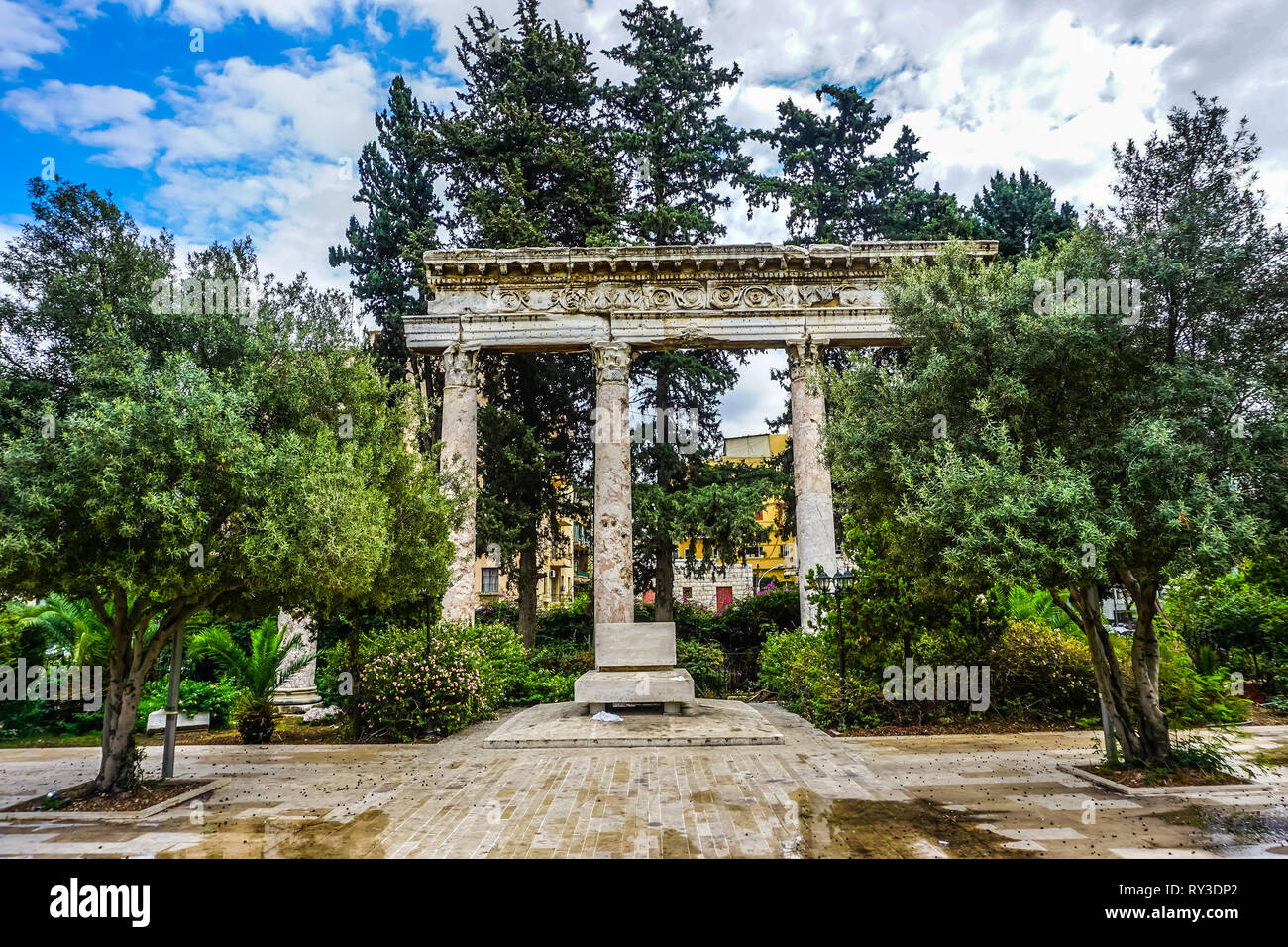 Beirut Lebanese Army Martyrs Monument at Park with Trees Stock Photo