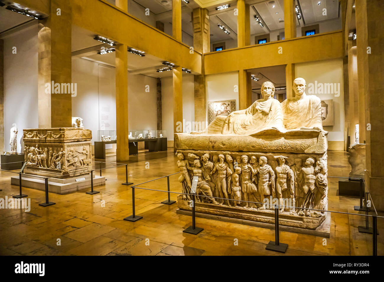 Beirut National Archeological Artifacts Museum Main Hall Stock Photo