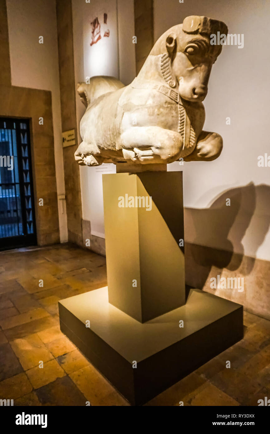 Beirut National Archeological Artifacts Museum Iranian Bulls Sculpture Stock Photo