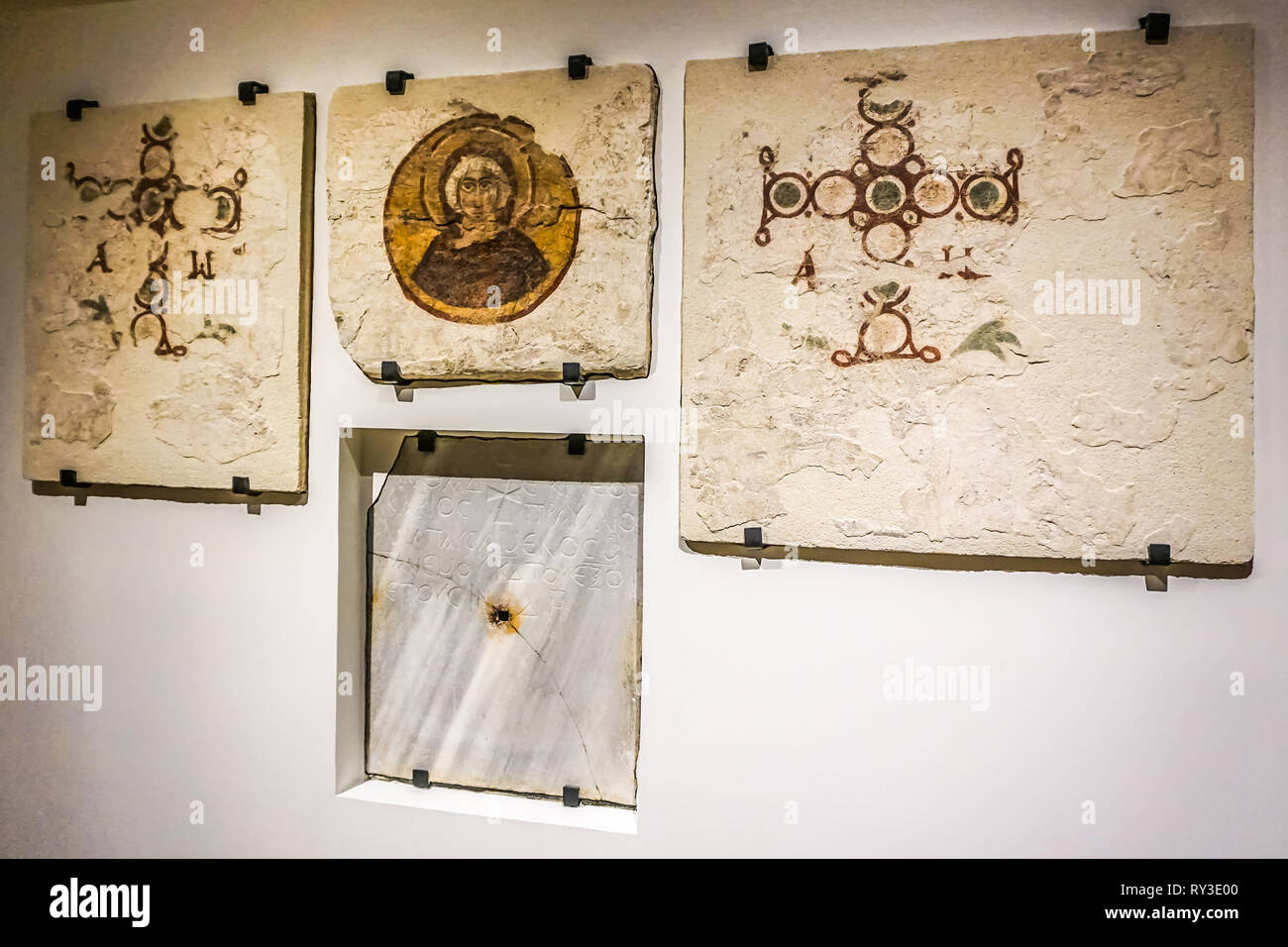 Beirut National Archeological Artifacts Museum Orthodox Christian Crosses and Saint Stock Photo