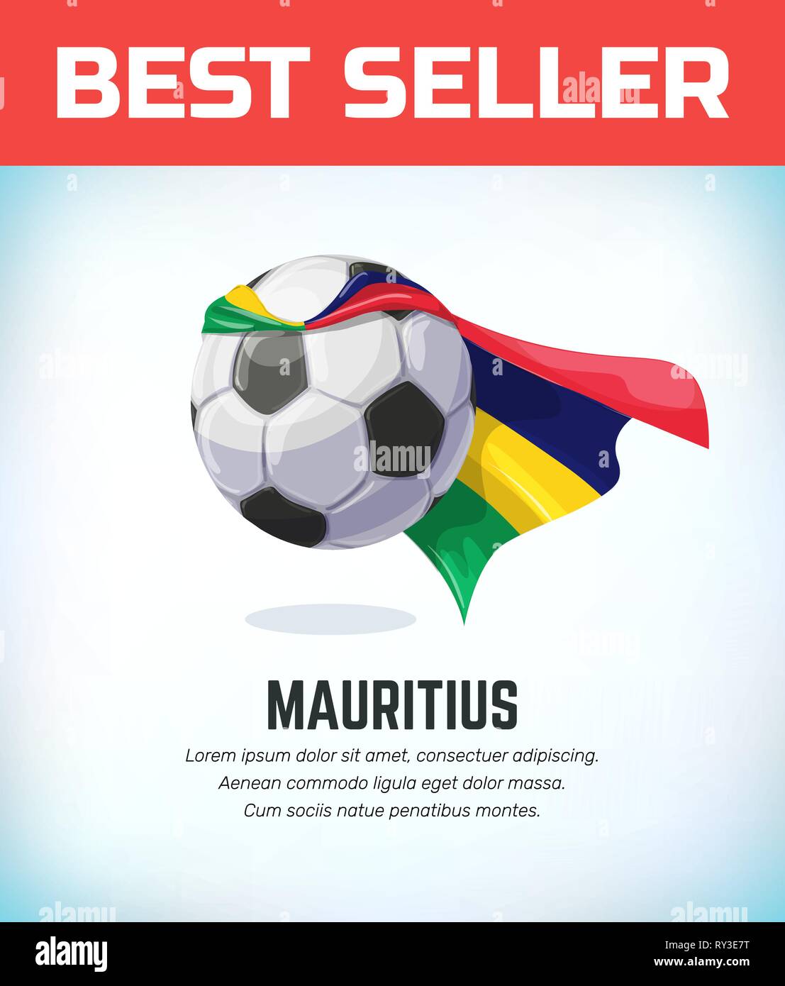 Mauritius football or soccer ball. Football national team. Vector