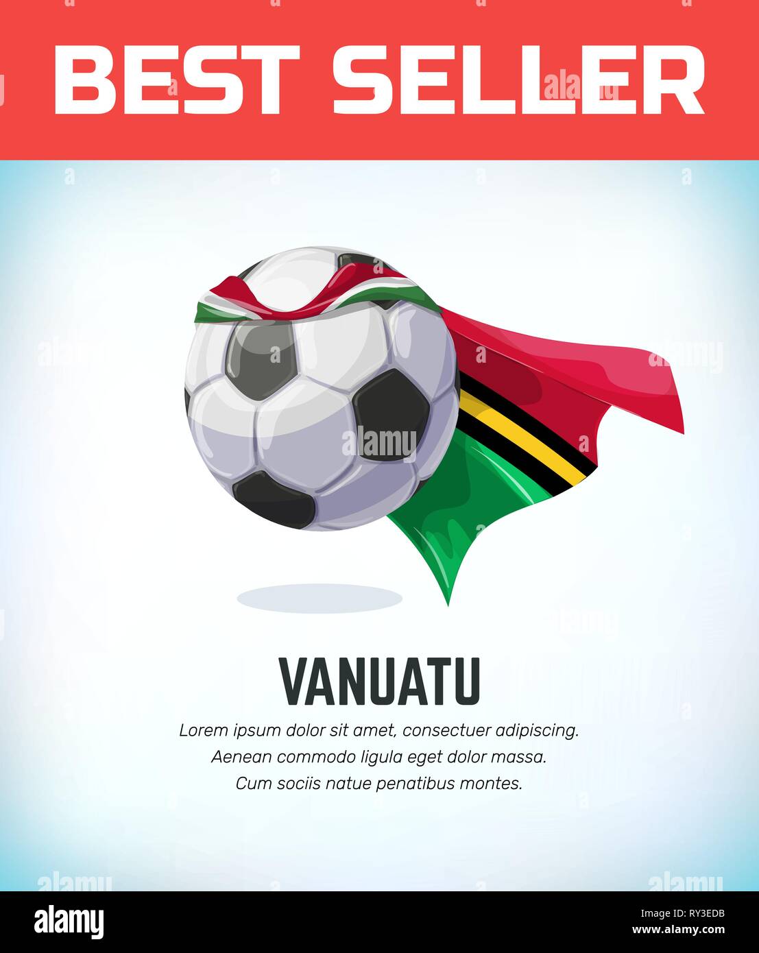 Vanuatu football or soccer ball. Football national team. Vector illustration. Stock Vector