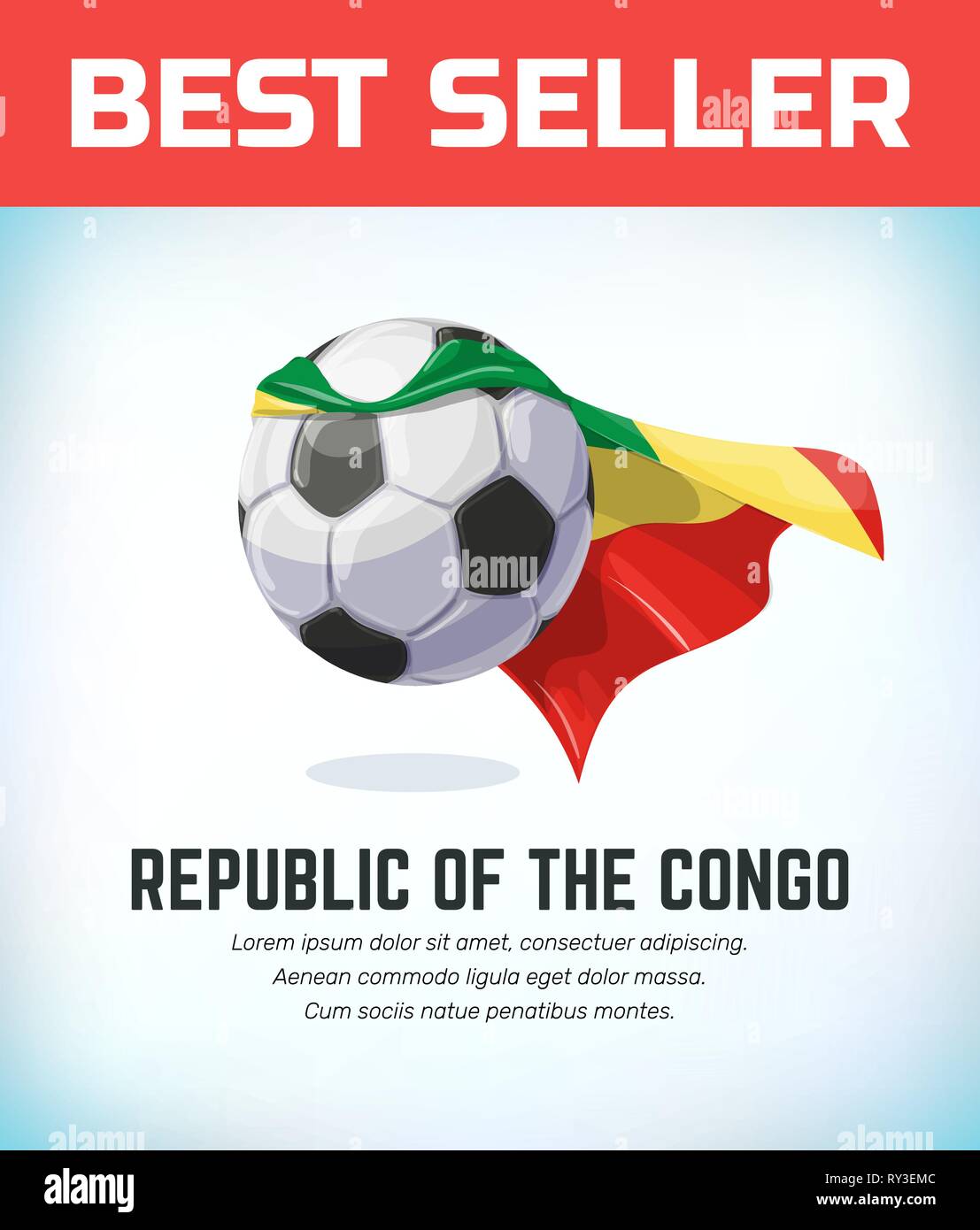 Republic Congo football or soccer ball. Football national team. Vector