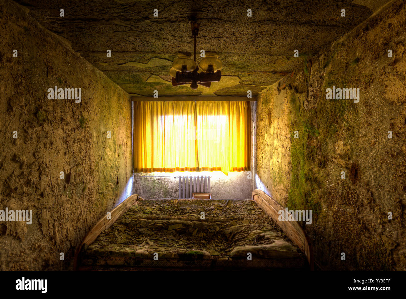 hidden place behind the woods, abandoned hotel in east germany Stock Photo