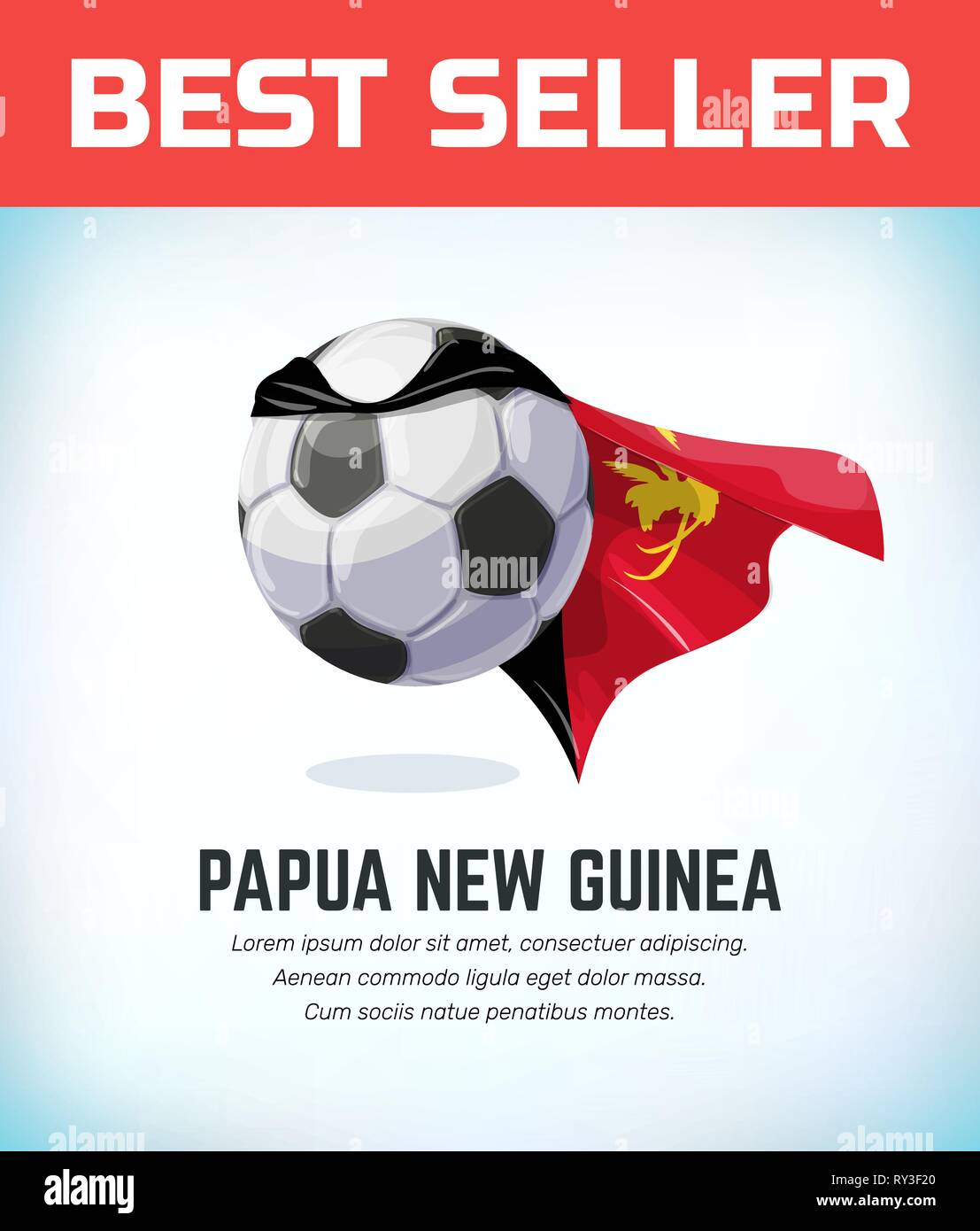 Papua New Guinea football or soccer ball. Football national team. Vector illustration. Stock Vector
