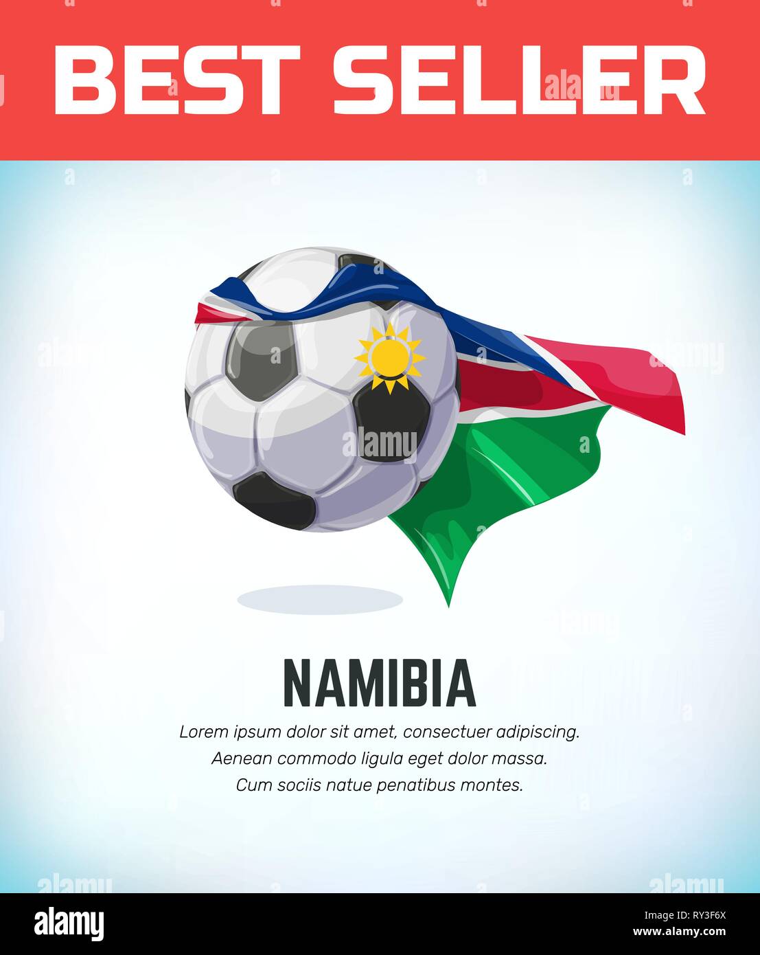 Namibia football or soccer ball. Football national team. Vector