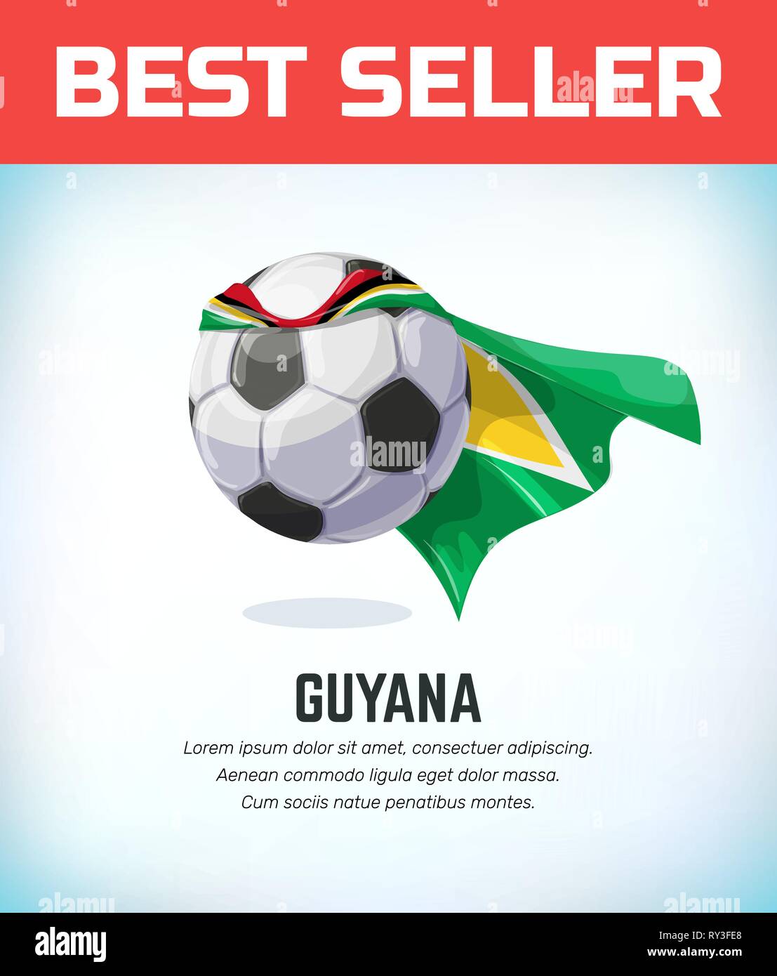 Guyana football or soccer ball. Football national team. Vector